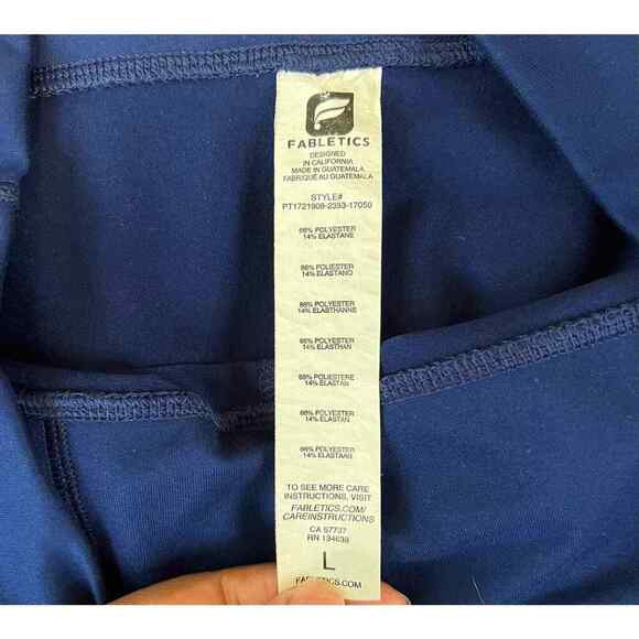 Fabletics Blue Leggings w/floral design Size Large - Picture 5 of 8